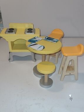 Yellow Wooden Kids' Kitchen & Dining Playset